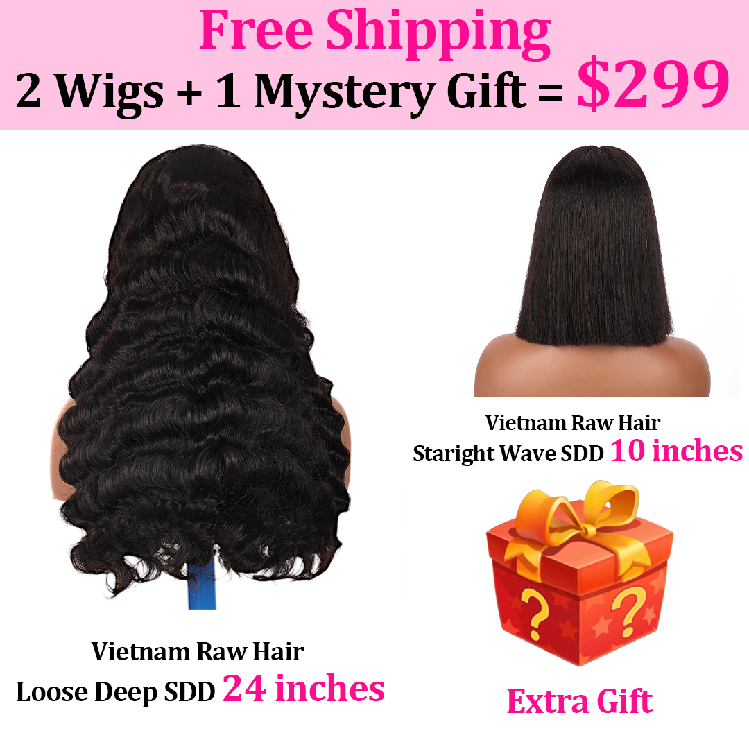 Black Beauty Hair 2 Wigs Package -0nly$299 100% Human Hair Loose Deep SDD And Staright Wave sDD