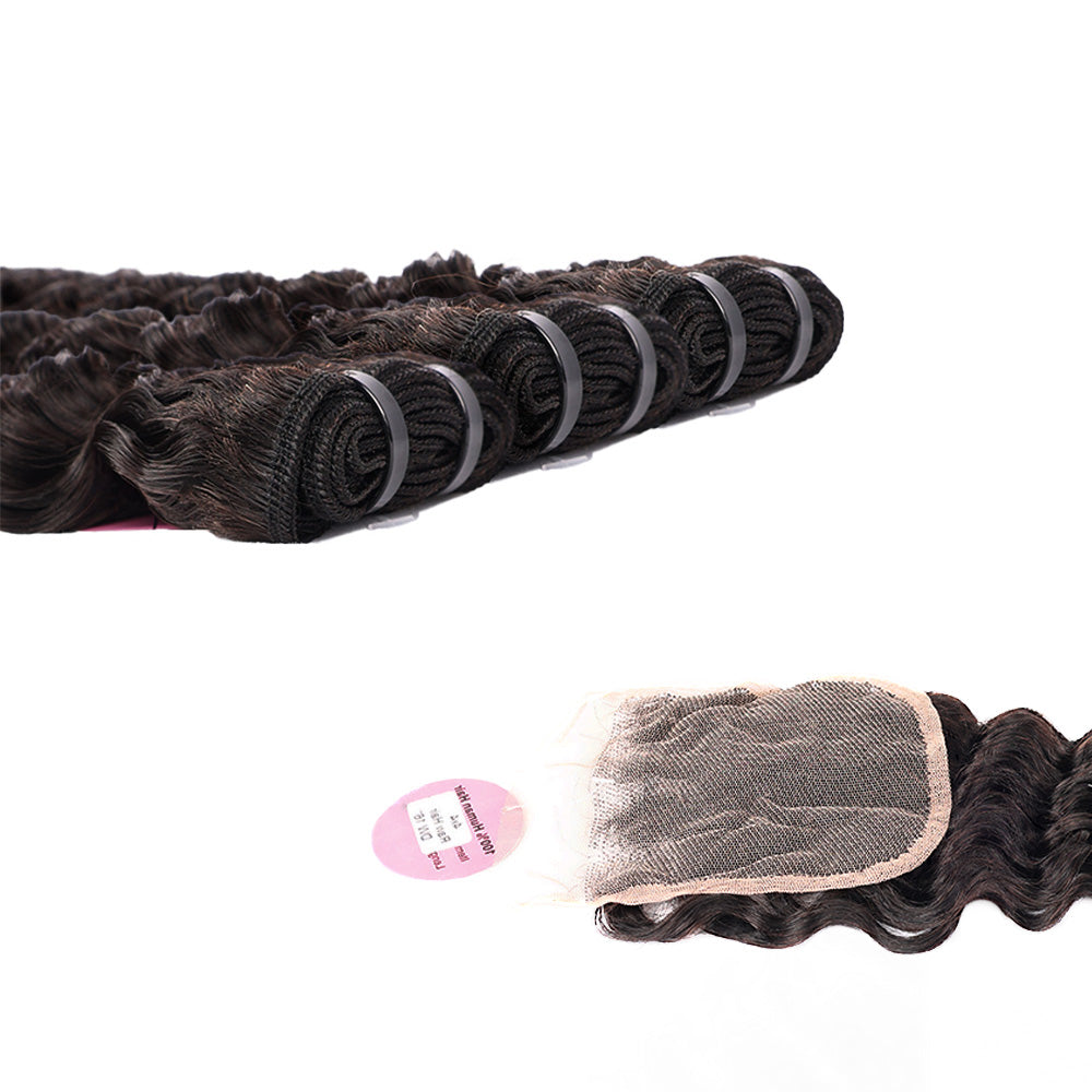Black Beauty Hair 4x4 deep wave Lace Closure With Bundles Vietnamese real hair deep wave Bundles