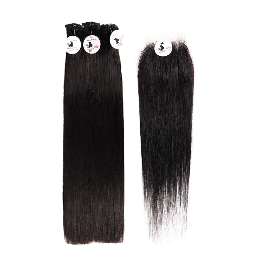 Black Beauty Hair 4x4 Straight Lace Closure With Bundles Vietnamese real hair Straight Bundles