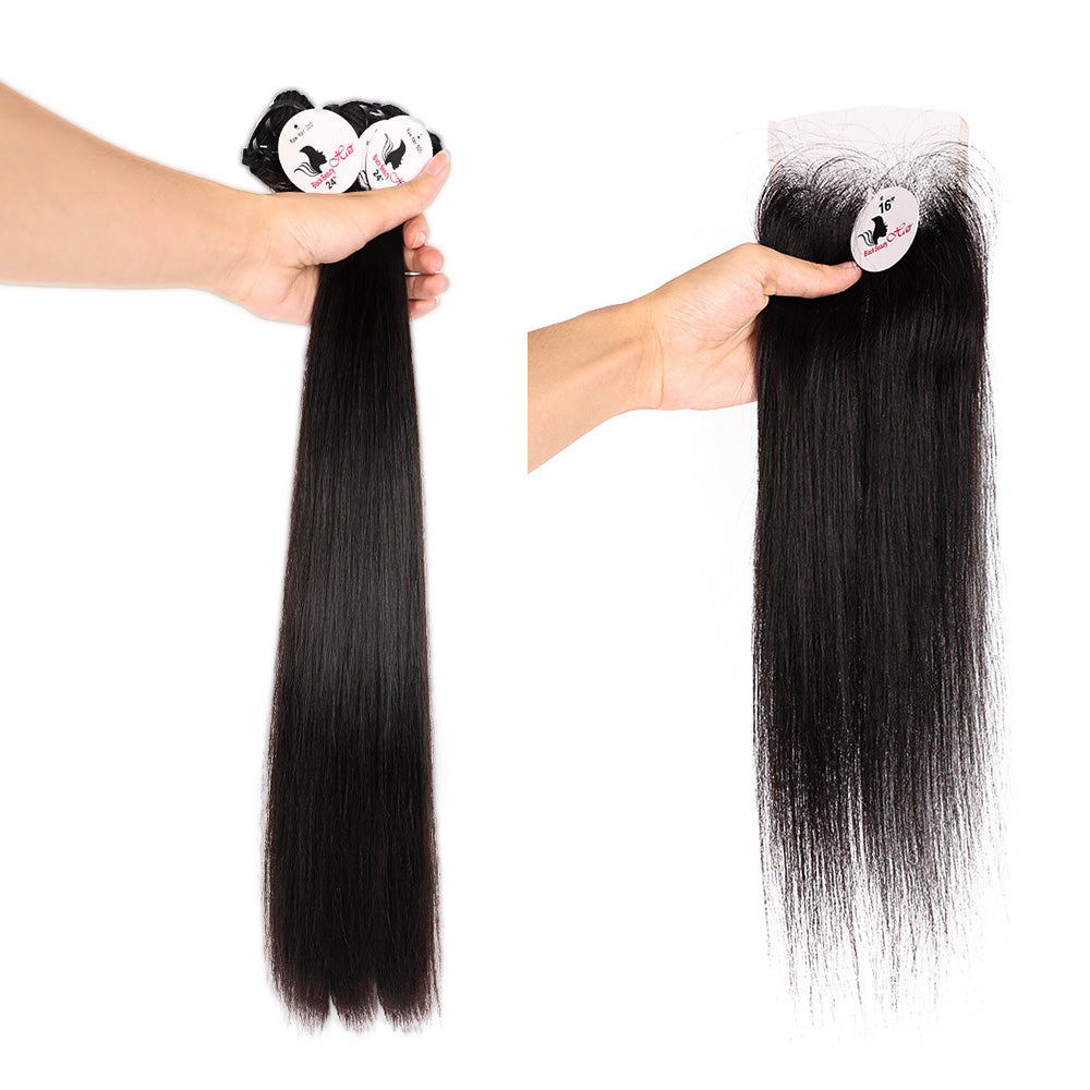 Black Beauty Hair 4x4 Straight Lace Closure With Bundles Vietnamese real hair Straight Bundles