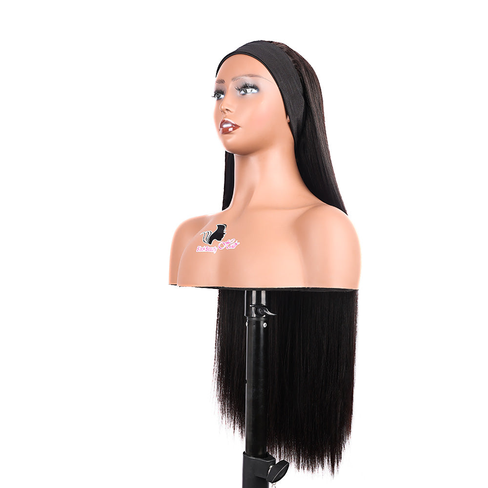 Black Beauty Hair Headband Wig Human Hair Bone Straight Human Hair Wigs Full Machine Vietnamese real hair Human Hair Wigs For Black Women Easy to Go 350%