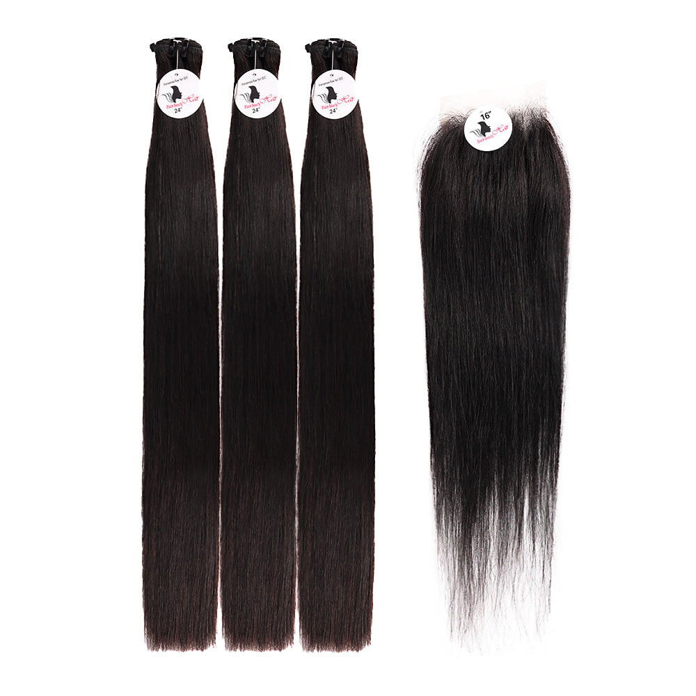 Black Beauty Hair 4x4 Straight Lace Closure With Bundles Vietnamese real hair Straight Bundles