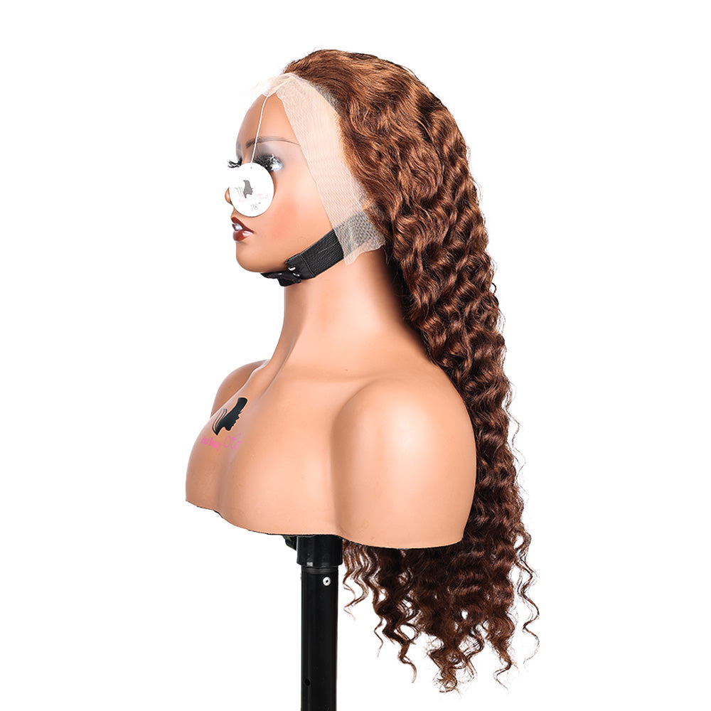 Black Beauty Hair 13X4 LACE Raw Hair SDD 350% Density Funmi Frontal Wig 4# Deep Wave