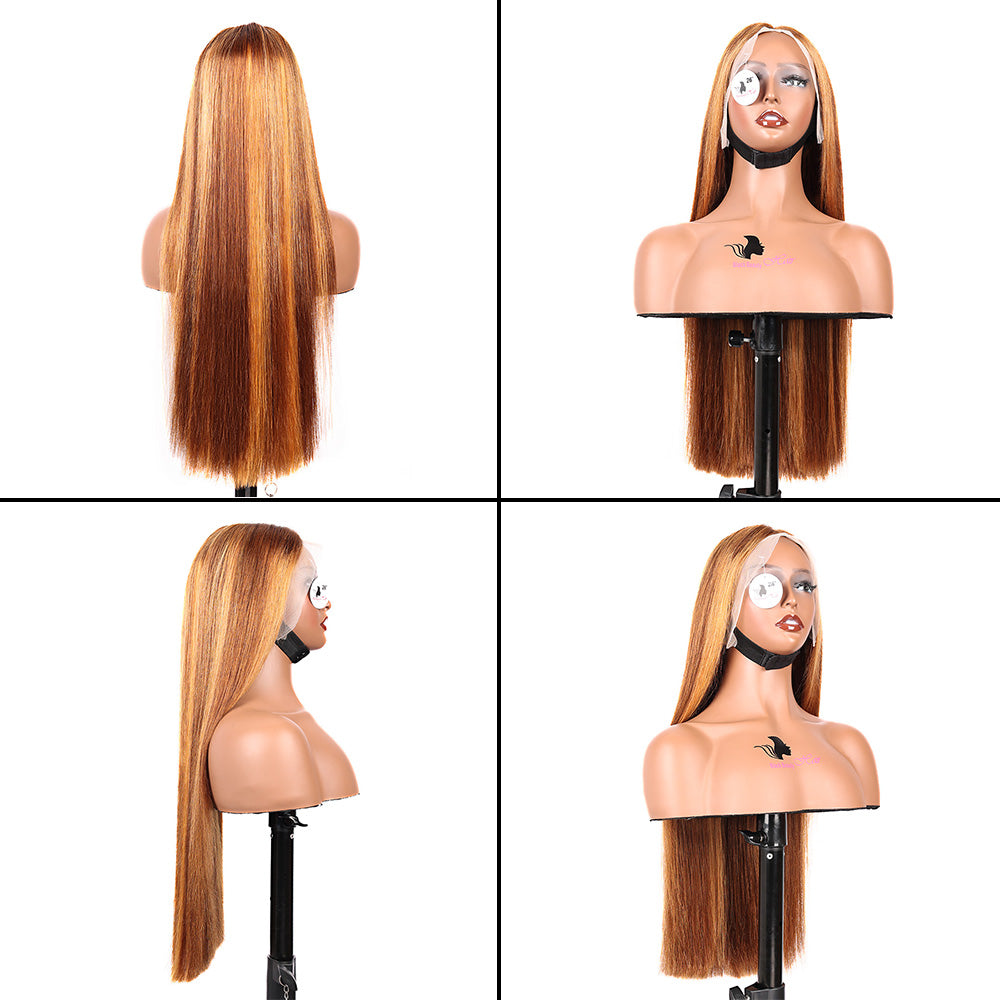Black Beauty Hair 13X4 SDD Straight Highlight Lace Front Human Hair 300% Density