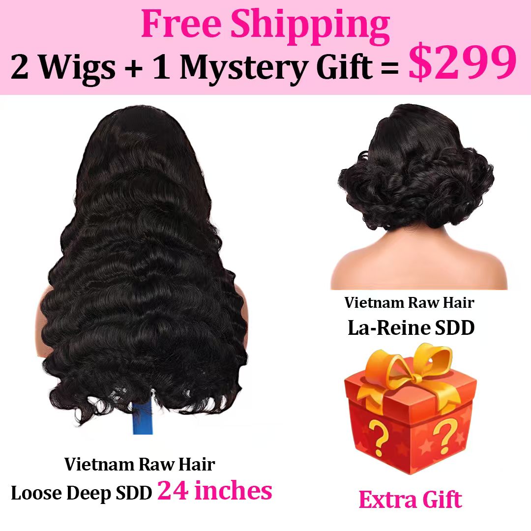Black Beauty Hair 2 Wigs Package -0nly$299 100% Human Hair Loose Deep SDD And La-Reine SDD