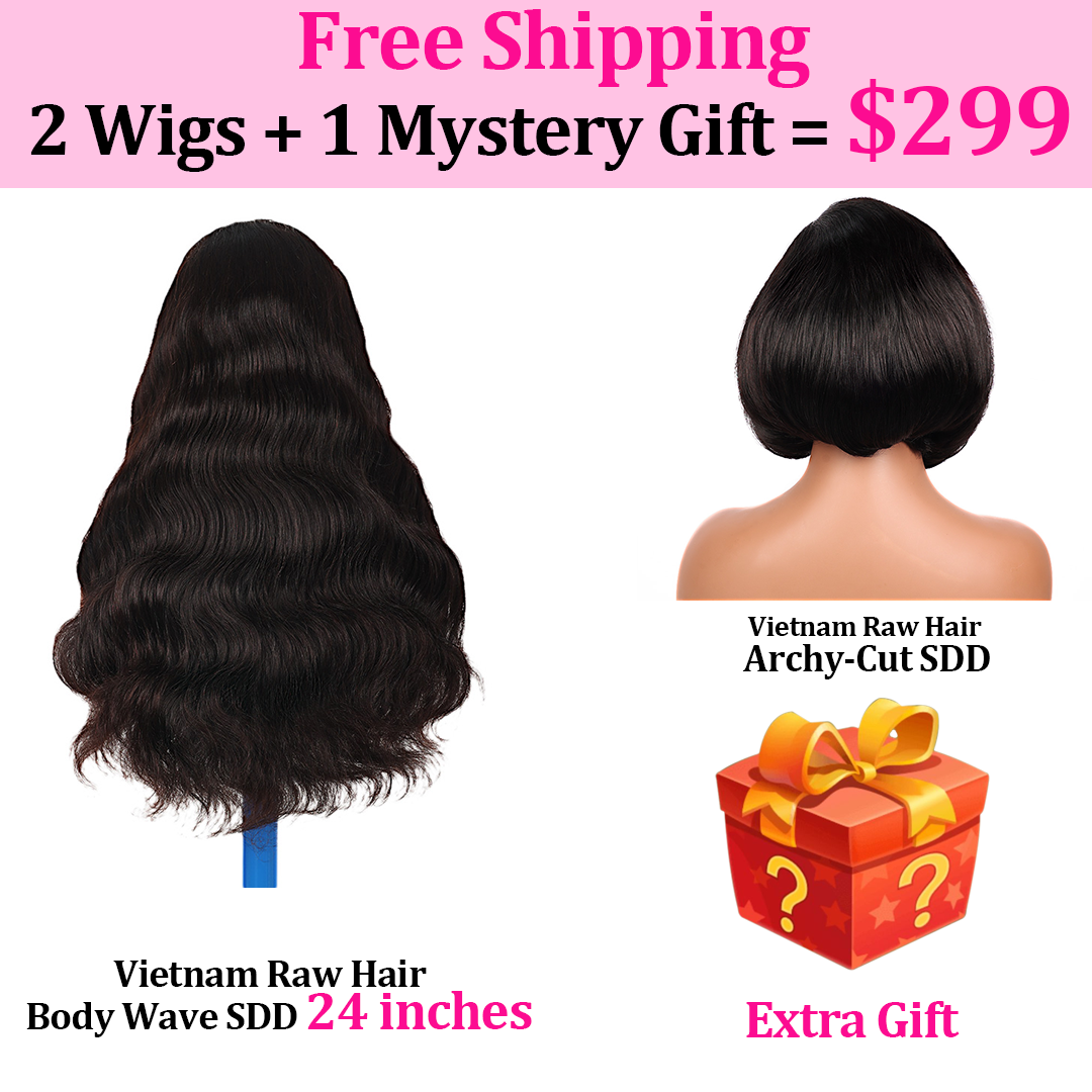 Black Beauty Hair 2 Wigs Package -0nly$299 100% Human Hair Body Wave SDD And Archy-Cut SDD