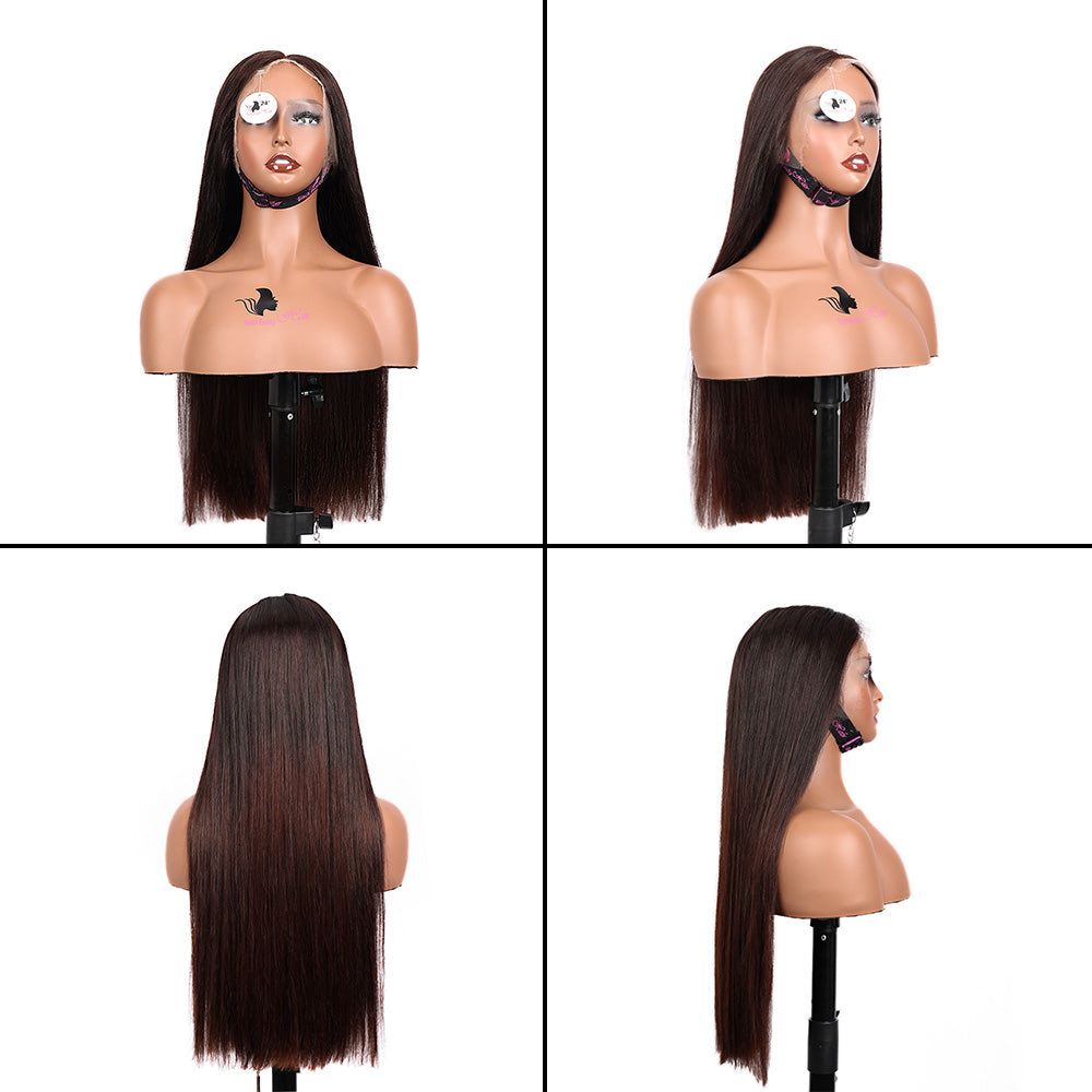 Black Beauty Hair 13X4 SDD Straight Lace Front Wig  Frontal Bob OMBRE T2-4# ST 24'