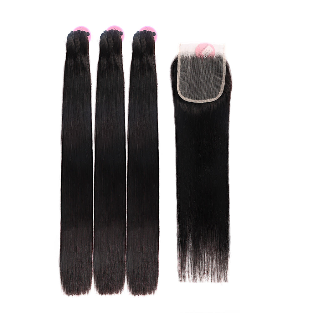 Black Beauty Hair 4x4 Straight Lace Closure With Bundles Vietnamese real hair Straight Bundles