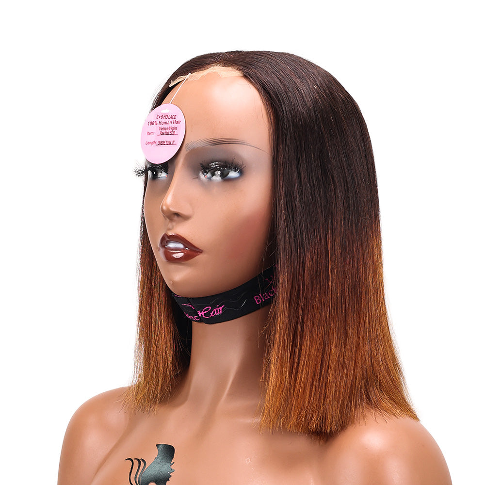 Black Beauty Hair 2X6 HD LACE Vietnam Virgine  Raw Hair SDD closure Bob Wig  OMBRÉ T2/4#