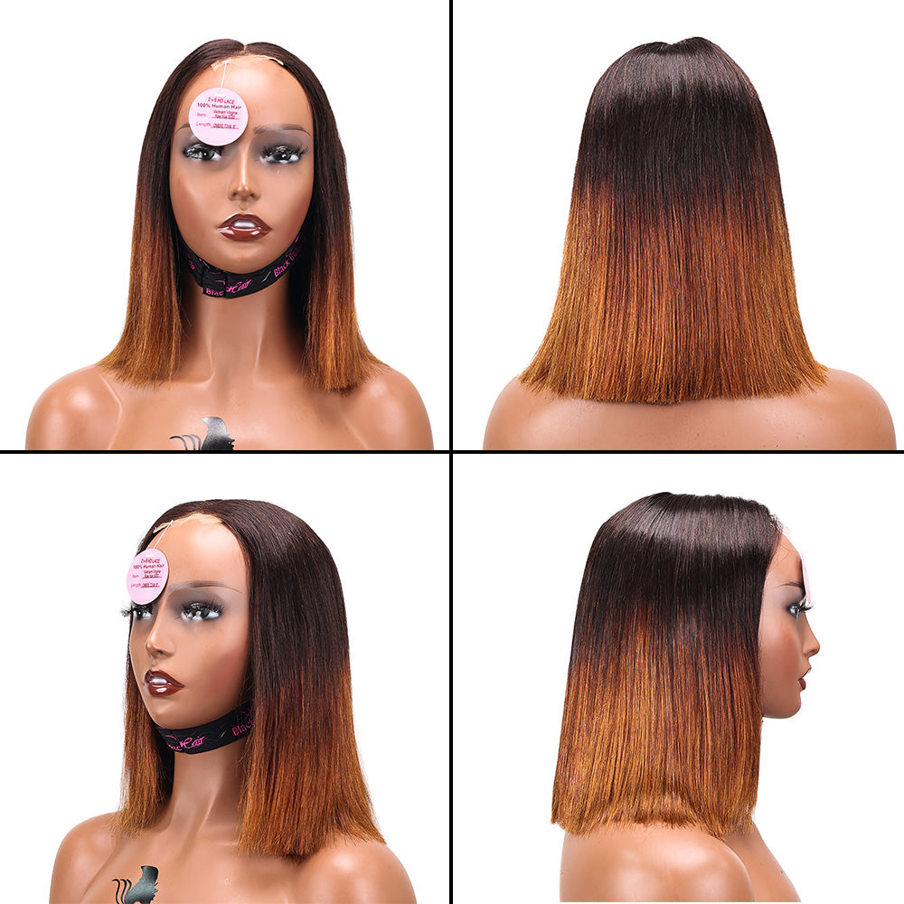 Black Beauty Hair 2X6 HD LACE Vietnam Virgine  Raw Hair SDD closure Bob Wig  OMBRÉ T2/4#