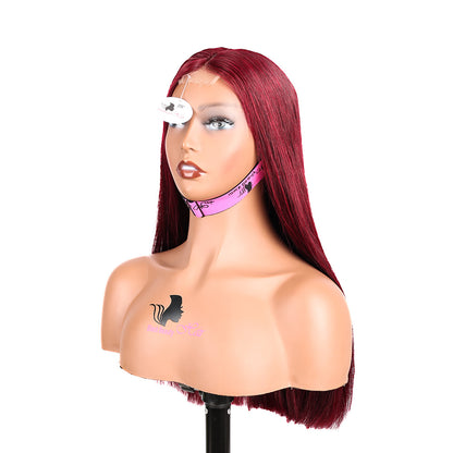 Black Beauty Hair 2X6 SDD Straight Lace Closure Wig Burgundy wig