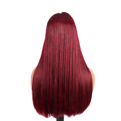 Black Beauty Hair 2X6 SDD Straight Lace Closure Wig Burgundy wig