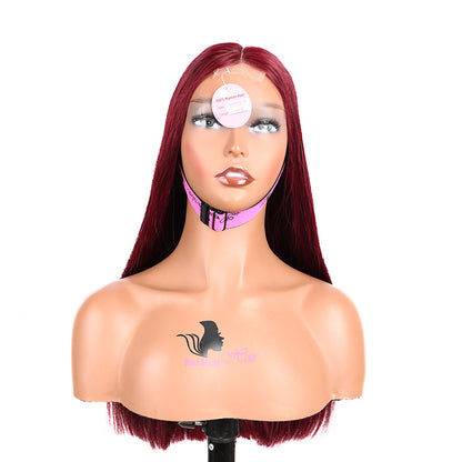 Black Beauty Hair 2X6 SDD Straight Lace Closure Wig Burgundy wig