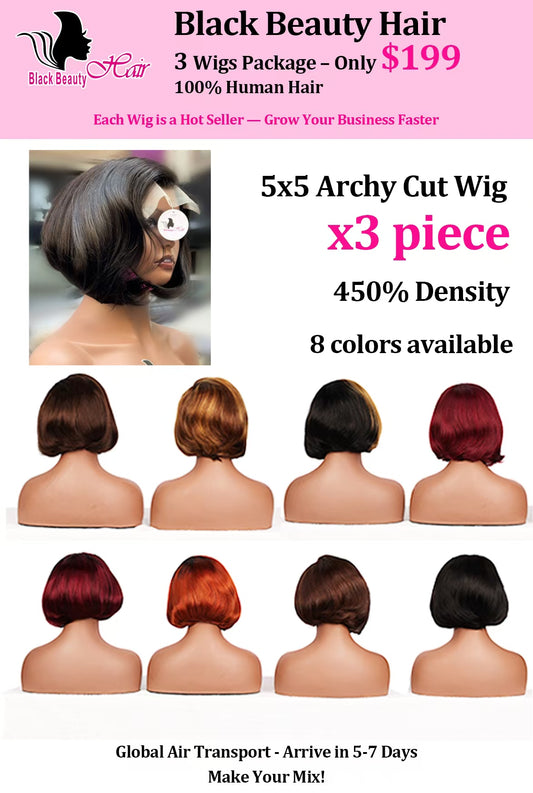 Black Beauty Hair3 Wigs Package-only$199 100% Human Hair(Shipping costs not included)