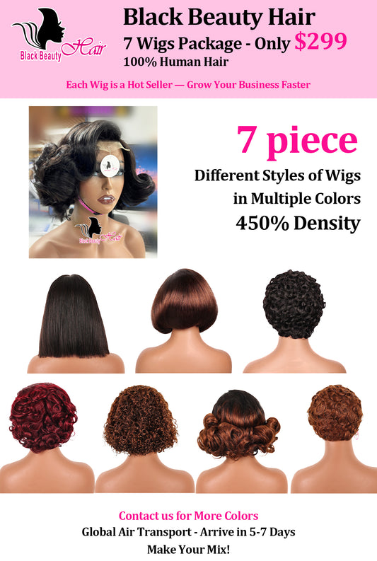 Black Beauty Hair7 Wigs Package -0nly$299  100% Human Hair(Shipping costs not included)