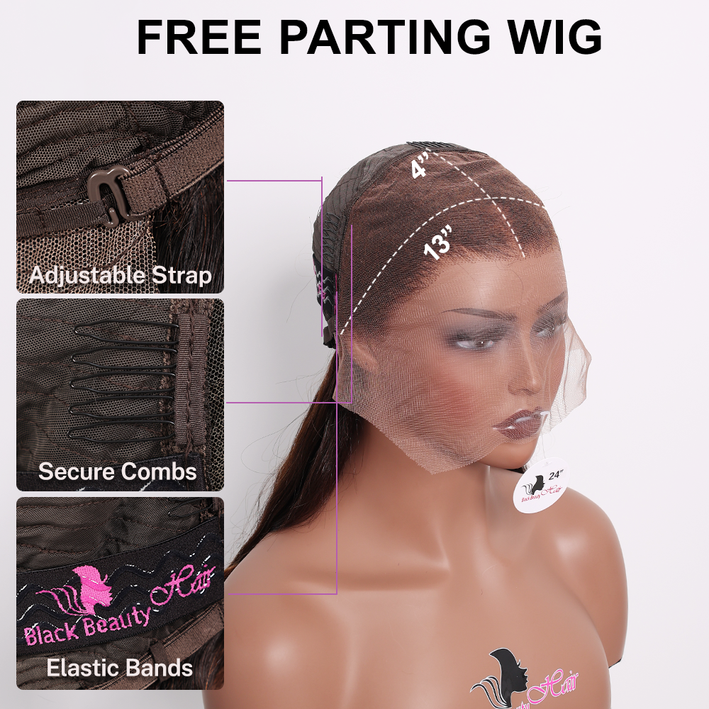 Black Beauty Hair 13X4 Vietnam Raw Hair Wig Baba Curl Wavy T2/4 color