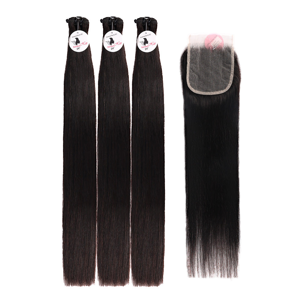 Black Beauty Hair 4x4 Straight Lace Closure With Bundles Vietnamese real hair Straight Bundles