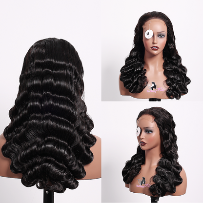 BlackBeautyHair 5×5 BBH lace closure Vietnam raw SDD 350% denisty loose deep wave funmi wig natural black
