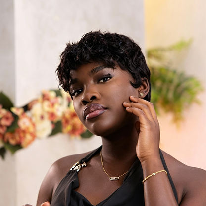 BlackBeautyHair 100% human hair short pixie curl & choima hair wig BBH801 natural black color