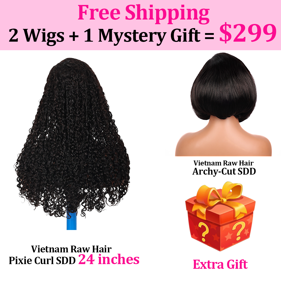 Black Beauty Hair 2 Wigs Package -0nly$299 100% Human Hair Pixie Curl SDD And Archy-Cut SDD