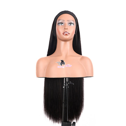 Black Beauty Hair Headband Wig Human Hair Bone Straight Human Hair Wigs Full Machine  Vietnamese real hair  Human Hair Wigs For Black Women Easy to Go 350%