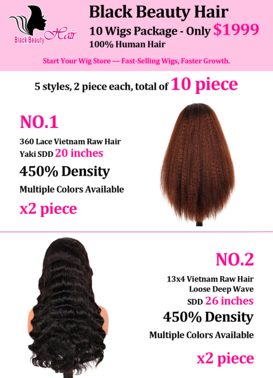 Black Beauty Hair10 Wigs Package - only  $1999 100% Human Hair (Shipping costs not included )