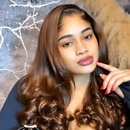 Black Beauty Hair 13X4 Vietnam Raw Hair Wig Baba Curl Wavy T2/4 color