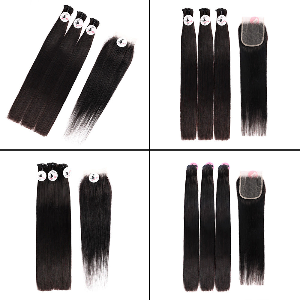 Black Beauty Hair 4x4 Straight Lace Closure With Bundles Vietnamese real hair Straight Bundles