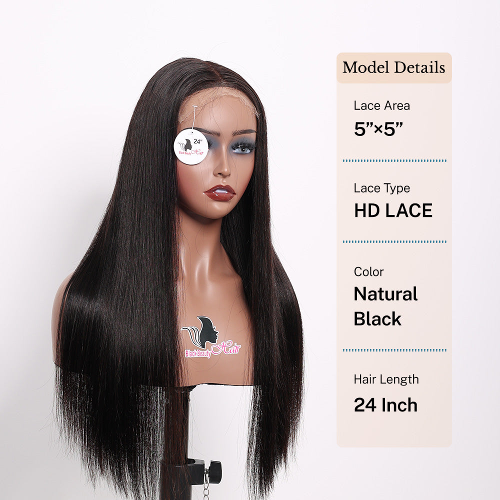 Black Beauty Hair 5X5 SDD Straight Lace Closure Wig