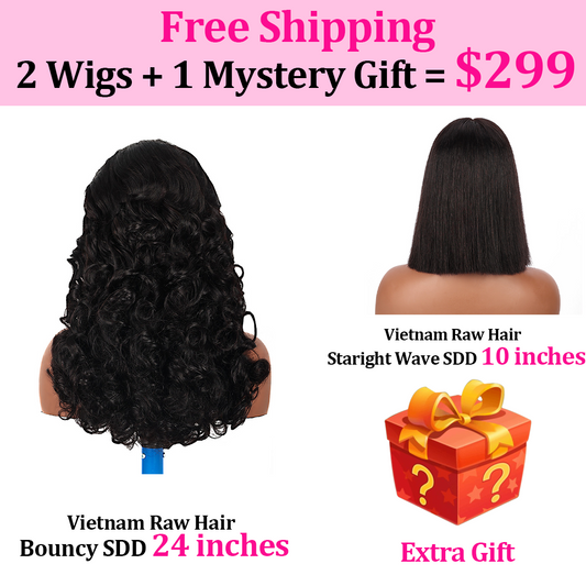 Black Beauty Hair 2 Wigs Package -0nly$299 100% Human Hair Bouncy SDD And Staright WaveSDD