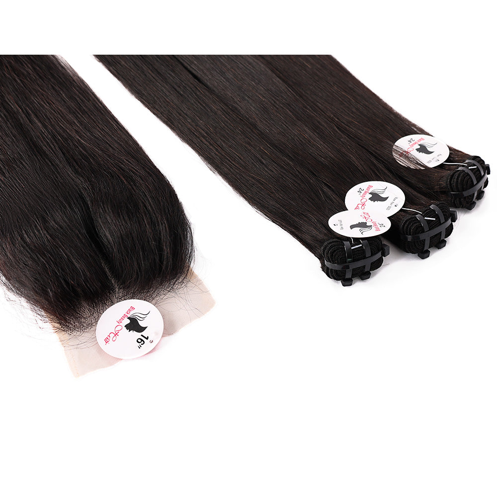 Black Beauty Hair 4x4 Straight Lace Closure With Bundles Vietnamese real hair Straight Bundles