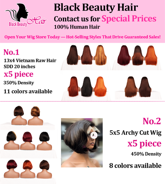 Black Beauty Hair 20 wigs Package-only$1399  100% Human Hair （ Shipping costs not included）