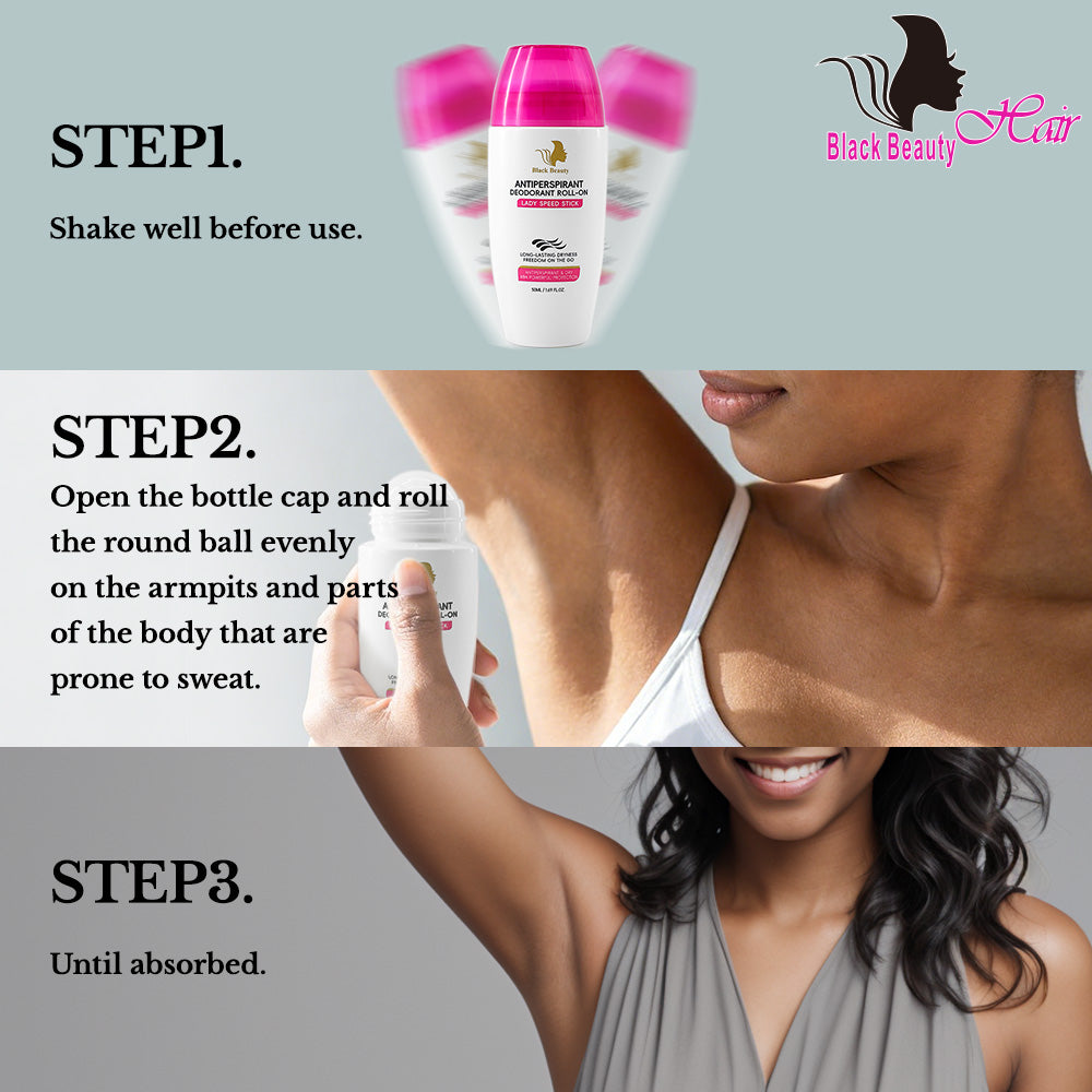 Black Beauty Hair Antiperspirant Deodorant Roll-On Lady Speed Stick