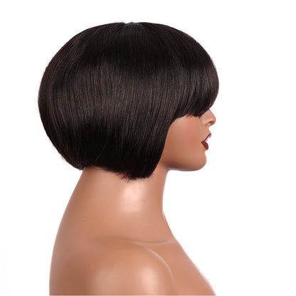 Black Beauty Hair Short Bob Wigs Human Hair With Bangs None Lace Front Wigs Machine Made Vietnamese hair wigs Straight Bob Wigs for Black Women No Glue