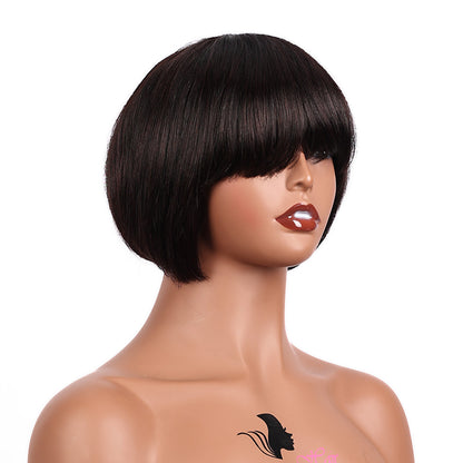 Black Beauty Hair Short Bob Wigs Human Hair With Bangs None Lace Front Wigs Machine Made Vietnamese hair wigs Straight Bob Wigs for Black Women No Glue