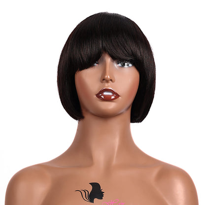 Black Beauty Hair Short Bob Wigs Human Hair With Bangs None Lace Front Wigs Machine Made Vietnamese hair wigs Straight Bob Wigs for Black Women No Glue
