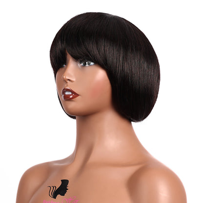 Black Beauty Hair Short Bob Wigs Human Hair With Bangs None Lace Front Wigs Machine Made Vietnamese hair wigs Straight Bob Wigs for Black Women No Glue