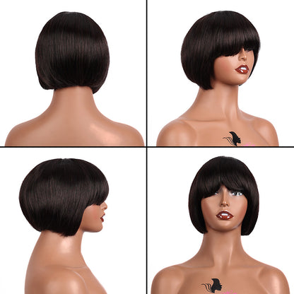 Black Beauty Hair Short Bob Wigs Human Hair With Bangs None Lace Front Wigs Machine Made Vietnamese hair wigs Straight Bob Wigs for Black Women No Glue