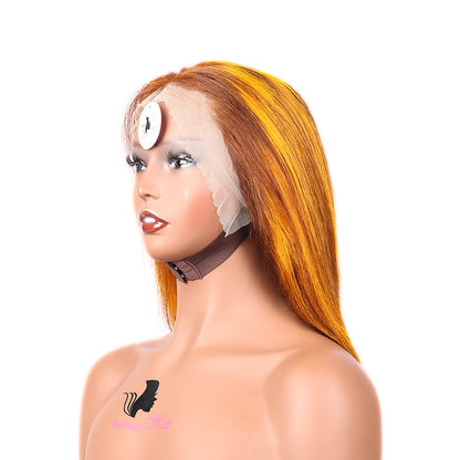 Black Beauty Hair 13X4 SDD Straight Frontal Bob Wig OP4-Orange