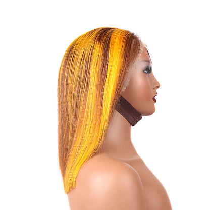 Black Beauty Hair 13X4 SDD Straight Frontal Bob Wig OP4-Orange