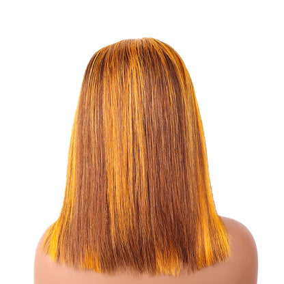 Black Beauty Hair 13X4 SDD Straight Frontal Bob Wig OP4-Orange