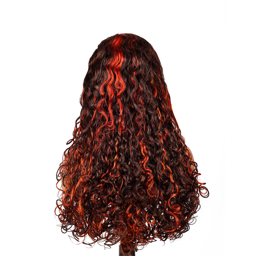 Black Beauty Hair13×4 SDD Fumi transparent lace Frontal Wig Vietnam raw hair SDD romance curl Highlight Brownish yellow