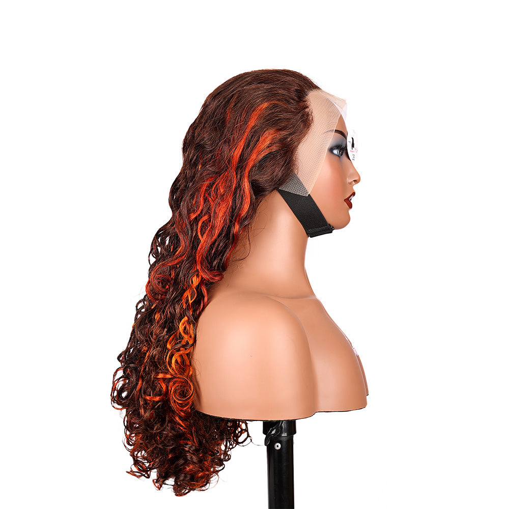 Black Beauty Hair13×4 SDD Fumi transparent lace Frontal Wig Vietnam raw hair SDD romance curl Highlight Brownish yellow