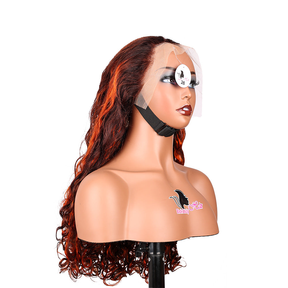 Black Beauty Hair13×4 SDD Fumi transparent lace Frontal Wig Vietnam raw hair SDD romance curl Highlight Brownish yellow