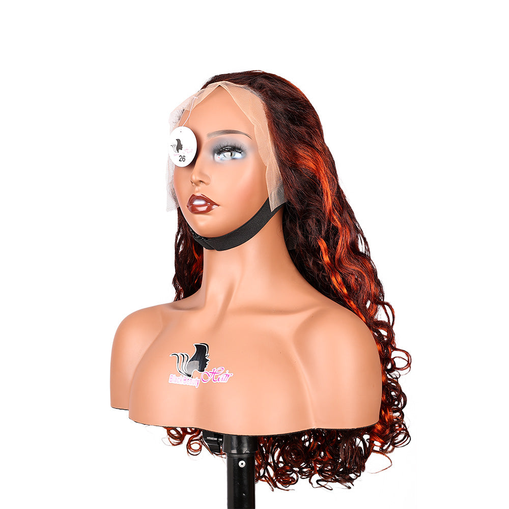 Black Beauty Hair13×4 SDD Fumi transparent lace Frontal Wig Vietnam raw hair SDD romance curl Highlight Brownish yellow