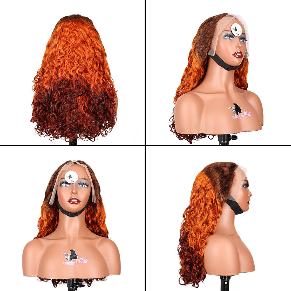 Black Beauty Hair13×4 SDD Fumi transparent lace Frontal Wig Vietnam raw hair SDD romance curl brown and orange and brown