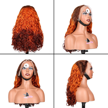 Black Beauty Hair13×4 SDD Fumi transparent lace Frontal Wig Vietnam raw hair SDD romance curl brown and orange and brown