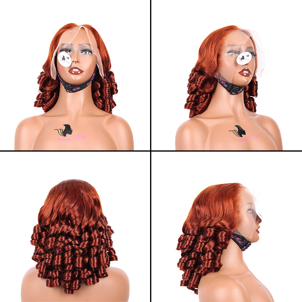 Black Beauty Hair Redish Brown Bouncy  Loose Wave 13x4 Lace Front Wig 100% Human Hair Pre-Plucked  Vietnamese real hair Hair Transparent Lace For Women