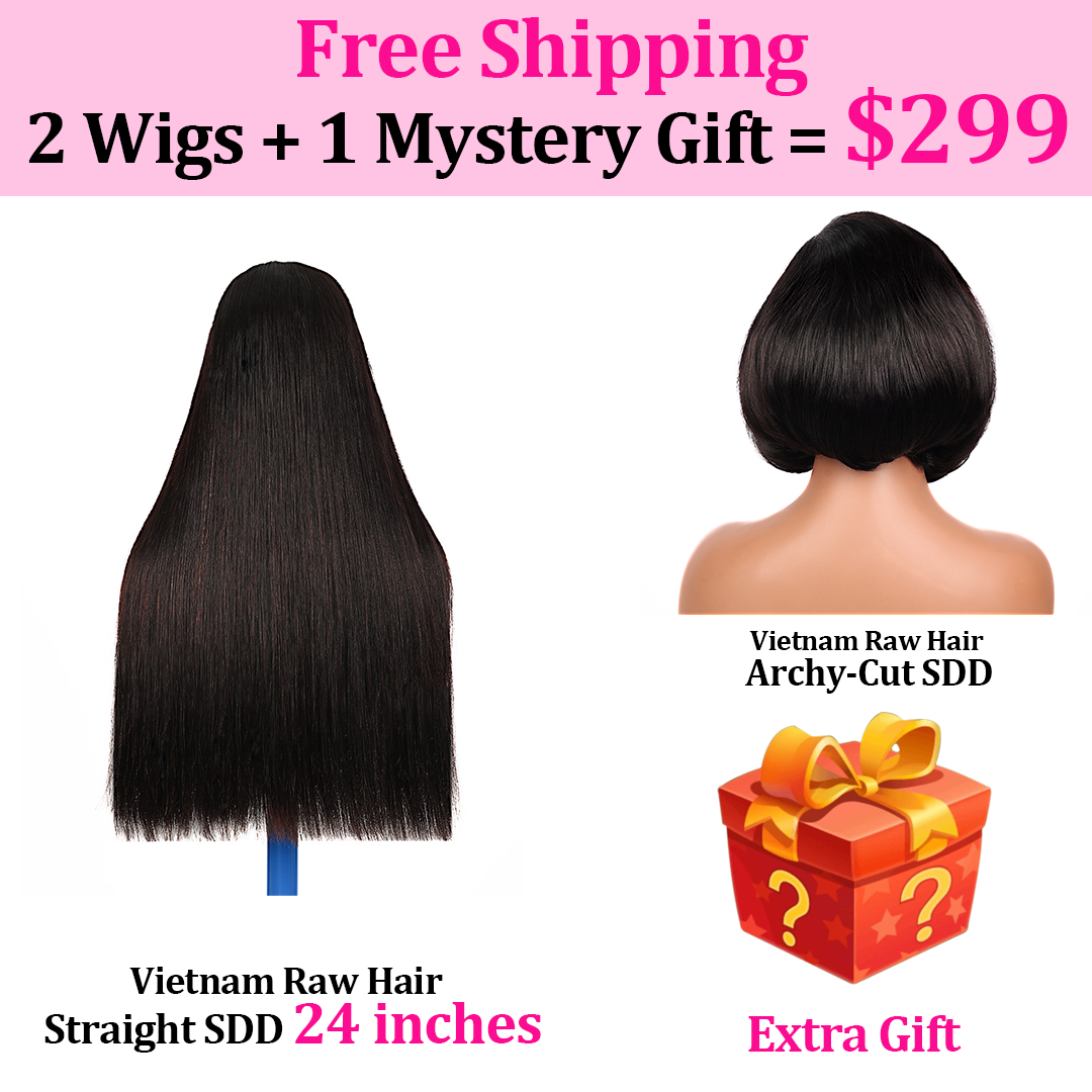 Black Beauty Hair 2 Wigs Package -0nly$299 100% Human Hair Straight SDD And Archy-Cut SDD