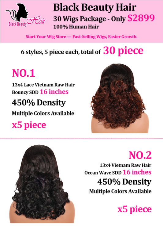 Black Beauty Hair30 Wigs Package -only$2899  100% Human Hair (Shipping costs not included)